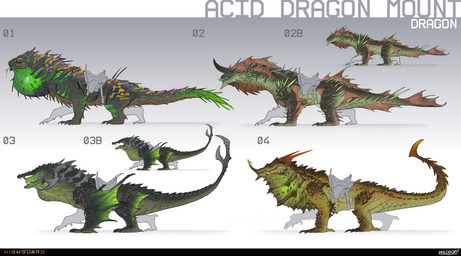 4_toes ambiguous_feral ambiguous_gender bent_legs black_body black_claws black_horn black_scales black_tail brown_claws brown_eyes brown_sclera brown_spikes brown_teeth bulging_neck claws company_name empty_eyes feet feral frill_(anatomy) gradient_background green_body green_horn green_markings green_membrane green_scales green_sclera green_skin green_spikes green_tail green_tongue group head_crest head_frill horn leg_frill leg_spikes long_fangs long_tail long_tongue markings membrane_(anatomy) multicolored_body multicolored_scales multicolored_tail narrowed_eyes number open_mouth orange_horn orange_markings orange_pupils orange_sclera pupils purple_markings red_membrane saddle scale_markings scales sharp_teeth side_view simple_background slit_pupils spikes spikes_(anatomy) squint standing tail tail_markings teeth text toe_claws toes tongue tongue_out yellow_sclera santi_bosch highguard_(game) mythology acid_dragon_(highguard) dragon mythological_creature mythological_scalie scalie wingless_dragon 2026 absurd_res adobe_photoshop_(artwork) concept_art digital_drawing_(artwork) digital_media_(artwork) english_description english_text flat_colors hi_res official_art