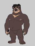 anthro belly eyewear glasses humanoid_hands male moobs nipples overweight overweight_anthro overweight_male simple_background solo dinonugget_bird uku bear mammal short-faced_bear spectacled_bear 2020