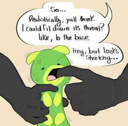 2_antennae ambiguous_gender antennae_(anatomy) anthro bestiality black_body black_fur bodily_fluids duo feral finger_in_mouth front_view fur green_antennae green_body half-closed_eyes hand_on_body male multicolored_body narrowed_eyes nervous question question_mark speech_bubble sweat text two_tone_body sushiamazing bits_and_bops sushi_(sushiamazing) arthropod caterpillar domestic_cat felid feline felis insect larva mammal 2025 digital_media_(artwork) english_text