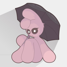 ambiguous_gender anthro bent_ear bent_legs black_sclera black_umbrella blank_expression eyelashes featureless_feet featureless_hands feet fur holding_object knees_pulled_up looking_at_viewer nude periorbital_dark_circles pink_body pink_fur pupils simple_background sitting solo three-quarter_view toony umbrella white_background white_pupils frackntoaster bunny_maloney bunny_maloney_(character) lagomorph leporid mammal rabbit 1:1 2025 cel_shading digital_media_(artwork) hi_res shaded