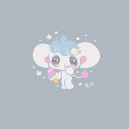 accessory alternative_fashion ambiguous_gender anthro bangs big_ears big_eyes big_head blue_hair chibi dessert eyelashes fairy_kei featureless_chest featureless_crotch featureless_feet feet food glistening glistening_eyes grey_background hair hair_accessory hairclip ice_cream ice_cream_cone j-fashion kemono lidded_eyes multicolored_eyes nude on_model paws pink_nose round_ears simple_background solo star tail tail_tuft tuft white_body yurie_sekiya peropero_sparkles melo_(peropero_sparkles) alien mammal mouse murid murine rodent 1:1 digital_drawing_(artwork) digital_media_(artwork) hi_res official_art pastel_theme