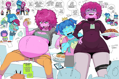 5_fingers antennae_(anatomy) arm_gills awkward backpack band-aid bandage bare_shoulders belly big_belly birthday black_text bloated blush bodily_fluids bodily_noises bottomwear bra breasts cellphone cleavage clothed clothing confusion cookie crown dialogue digit_ring ear_piercing electronics ellipsis exclamation_point eyewear female female/female feral fingers food footwear front_view furniture gills glasses green_bra green_clothing green_underwear grey_bottomwear grey_clothing grey_pants group hair hand_holding hand_on_hip headgear heart_symbol holding_child holding_food holding_object holding_plate humanoid_pointy_ears humor hungry jewelry lanyard lego_brick lego_set low-angle_view lowered_pants male mature_female navel navel_outline not_furry number_on_clothing number_on_shirt number_on_topwear on_sofa open_mouth open_smile orange_bottomwear orange_clothing orange_eyes orange_pants orange_sweatpants panties pants phone piercing pigtails pink_body pink_hair pink_skin plate pointy_ears ponytail pregnant pregnant_female purple_clothing purple_sweater purple_topwear question_mark raised_clothing raised_shirt raised_topwear red_piercing ring rumbling_stomach shirt shoes shorts simple_background sitting slightly_chubby slightly_chubby_female smile snaggle_tooth socks sofa speech_bubble sports_bra standing stuffing sweat sweatdrop sweater sweater_dress sweatpants tears telekinesis text thigh_holster time_skip topwear under_boob underwear wedding_ring white_background white_clothing white_footwear white_panties white_shoes white_socks white_underwear wife_and_wife worm's-eye_view lewdlemage lego vocaloid hatsune_miku jab_joy-rider jib_joy-rider n'urs_joy suzie_joy-rider winona_rider alien alien_humanoid animal_humanoid aquatic aquatic_humanoid arthropod beetle crab crustacean cucujoid decapod fish fish_humanoid humanoid insect ladybug malacostracan nemurian 2022 3:2 colored digital_drawing_(artwork) digital_media_(artwork) english_text hi_res multiple_images shaded mother_(lore) mother_and_child_(lore) mother_and_son_(lore) parent_(lore) parent_and_child_(lore) parent_and_son_(lore) sibling_(lore) son_(lore) twins_(lore)