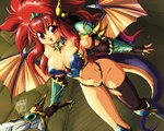 armor breasts female gem hair horn melee_weapon open_mouth red_hair solo sword tail weapon danmakuman mythology mink_(dragon_half) animal_humanoid dragon humanoid mythological_creature mythological_scalie scalie 2024 hi_res