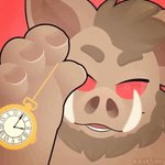 4_fingers anthro beard brown_hair cinemagraph clock facial_hair fingers hair hypnosis hypnotizing_viewer looking_at_viewer male mind_control pendulum ringed_eyes solo tusks watch jackalbunny daddyjinn mammal suid suina sus_(pig) wild_boar 1:1 animated low_res short_playtime