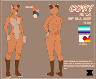 anthro athletic athletic_male blue_eyes breasts brown_body brown_ears brown_fur butt colorful_body dipstick_ears ear_markings fur german_flag hand_on_hip japan_flag lgbt_pride male markings multicolored_ears nude orange_body pink_nose pose pride_colors rainbow_flag rainbow_pride_flag rainbow_symbol rear_view short_tail solo standing tail text white_body white_ear_tips white_fur wide_hips shrederr_8 cory_(shrederr_8) bobtail_cat domestic_cat felid feline felis mammal english_text flat_colors hi_res model_sheet