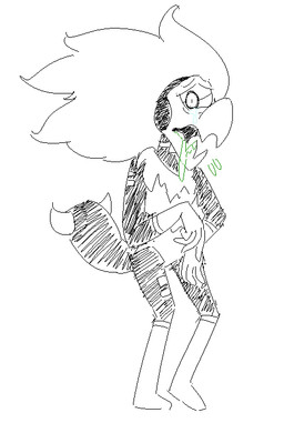1_eye ambiguous_gender arthropod_abdomen beak bodily_fluids crying drooling hair open_mouth saliva solo tears whiteraff cartoon_network steven_universe centipeetle alien alien_humanoid animal_humanoid arthropod arthropod_humanoid corrupted_gem gem_(species) humanoid insect insect_humanoid nephrite_(gem_species)