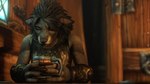 4_fingers anthro armor black_nose blue_eyes container cup ears_down feels female fingers fur grey_body grey_fur hair holding_container holding_cup holding_mug holding_object inside long_nails looking_down mug pivoted_ears sad solo window thatworgen blizzard_entertainment warcraft canid mammal werecanid werecreature worgen 16:9 2021 3d_(artwork) 4k absurd_res digital_media_(artwork) hi_res widescreen