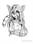 anthro biped black_line_art black_nose breasts clothed clothing female front_view fully_clothed shirt simple_background solo topwear white_background white_clothing white_shirt white_topwear sleepyhelen feyra_(blackcoma24) domestic_cat felid feline felis mammal 2021 3:4 digital_drawing_(artwork) digital_media_(artwork) half-length_portrait hi_res line_art portrait