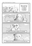 2020 4koma 5_fingers aniapt_(manga) anthro bear blush boba_bearstein bodily_fluids cheek_spots closed_smile clothed clothing comic digital_media_(artwork) dotted_line dotted_line_text_box embrace english_text fingers forced_smile greyscale happy heart_line heart_line_text_box heart_nose heart_pillow heart_symbol holding_object hug male mammal monochrome mouth_closed narration open_mouth pattern_background pillow plushie screentone simple_background smile solo sweat sweatdrop tapirclip text text_box tired topwear uwu