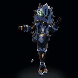 anthro arm_cannon black_background black_body black_hair featureless_crotch female flat_chested gatling_gun golden_markings green_eyes gun gun_arm hair high_heeled_feet long_hair machine machine_gun minigun multicolored_body multicolored_hair nude nude_anthro nude_female one_eye_obstructed open_mouth pointy_ears ranged_weapon simple_background solo two_tone_body two_tone_hair weapon weapon_arm white_body white_hair zboys thetis_(bonjolasermaster) android robot 1:1 hi_res signature
