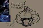 1_horn 2_horns abs anthro anthrofied belt biceps big_biceps big_muscles big_pecs black_eyes blush dialogue embarrassed hands_on_hips harness horn looking_at_viewer male muscular muscular_anthro muscular_male pecs solo talking_to_viewer text entitropy hollow_knight team_cherry the_knight_(hollow_knight) the_last_stag_(hollow_knight) arthropod beetle insect stag_beetle vessel_(species) english_text hi_res sketch