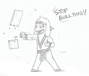 anthro board clothed clothing fur karate keikogi long_ears male martial_arts_uniform punch simple_background solo sportswear text white_background white_body white_fur young young_anthro shinrai-fidelis undertale undertale_(series) asriel_dreemurr boss_monster_(undertale) bovid caprine mammal english_text