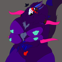 anthro big_breasts big_tail breasts female fluffy fluffy_tail huge_breasts machine multi_breast multi_ear multi_eye queen royalty solo tail tentacles thick_thighs protogenqueen alex_(protogenqueen) mamagen protogen 1:1 absurd_res hi_res