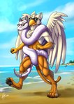 4_toes anthro anthro_on_feral back_wings beach bestiality coiling cybernetic_ear cybernetic_limb cybernetic_tail cybernetics duo eyewear feathered_wings feathers feet female feral footprint machine male pawpads paws public public_sex scales sex sunglasses toes tongue tongue_out white_body white_feathers white_scales wings yellow_body yellow_feathers hufnaar mythology cam_(tenpoundhammer) ilrys_kadiatu avian gryphon mythological_avian mythological_creature reptile scalie snake hi_res
