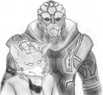 anthro duo male simple_background white_background fredryk_phox bioware electronic_arts mass_effect nintendo paintchat star_fox fox_mccloud garrus_vakarian alien canid canine fox mammal turian monochrome