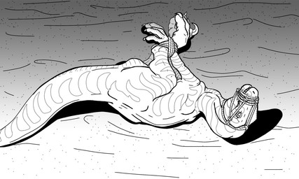 3_toes bdsm bondage bound captured digitigrade feet female feral feral_bondage fully_bound muzzle_(object) nude restrained restraints rope solo submissive submissive_female toes raptorroper silver_(raptorroper) dinosaur dromaeosaurid prehistoric_species reptile scalie theropod velociraptor 5:3 monochrome