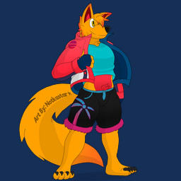 anthro bottomwear clothed clothing fluffy fur hair male palm_tree plant shorts smile solo synthwave text tree conditional_dnp notkastar jake_daker_(character) canid canine canis mammal wolf 1:1 alpha_channel signature
