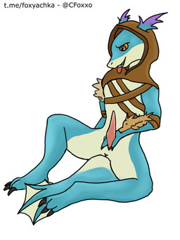 anthro erection genitals hood male no_shading orange_eyes penis penis_between_fingers simple_background simple_coloring solo tail tongue tongue_out white_background dota valve slark_the_nightcrawler aquatic fish hi_res