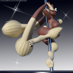 anthro big_ears black_sclera breasts female fur nipples pole simple_background solo stripper_pole text idsaybucketsofart nintendo pokemon generation_4_pokemon lagomorph lopunny mammal pokemon_(species) 1:1 3d_(artwork) digital_media_(artwork) hi_res url