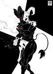 anthro bone bovid_horn caprine_horn demonic fight fighting_pose fingers horizontal_pupils horn logo muscular muscular_anthro muscular_humanoid muscular_thighs pose pupils red_eyes skull skull_head solo spade_tail standing tail text thick_thighs three-quarter_view fiwzycat! animal_humanoid bovid bovid_humanoid caprine caprine_demon caprine_humanoid demon demon_humanoid goat goat_demon goat_humanoid humanoid mammal mammal_humanoid 2025 absurd_res artist_logo digital_media_(artwork) english_text full-length_portrait hi_res monochrome portrait