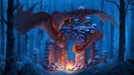 anthro claws fire fur looking_down outside plant ruins snow solo tree twilight winged_arms wings farenforest european_mythology mythology bat dragon hybrid mammal mythological_creature mythological_scalie scalie western_dragon wyvern hi_res