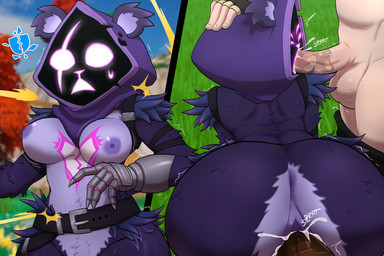 4_fingers all_fours anthro anthro_penetrated anus areola armor balls belt big_breasts big_butt biped black_belt black_bottomwear black_clothing black_pants blurred_background bodily_fluids bottomwear bottomwear_down breasts butt chest_tattoo clothed clothed_human clothed_male clothing cloud crotch_tuft cum cum_in_mouth cum_in_vagina cum_inside day emanata empty_eyes erection eye_scar faceless_character faceless_human faceless_male facial_scar fellatio female female_anthro female_focus female_penetrated fingerless_gloves fingers flash_emanata fur gauntlets genital_fluids genitals glistening glistening_breasts glistening_genitalia glistening_vulva gloves glowing glowing_eyes group group_sex hand_on_another's_head hand_on_head handwear hood hood_up human_on_anthro human_penetrating human_penetrating_anthro human_penetrating_female interspecies irrumatio male male/female male_human male_penetrating male_penetrating_anthro male_penetrating_female monotone_body monotone_fur mostly_nude mostly_nude_anthro mostly_nude_female nipples obscured_face onomatopoeia oral outside pants pants_down partially_clothed partially_clothed_human partially_clothed_male penetration penile penile_penetration penis penis_in_mouth penis_in_vagina purple_anus purple_areola purple_body purple_fur purple_hood purple_nipples saliva saliva_on_penis scar sex shaking solo_focus sound_effects spitroast splurt sweat tan_balls tan_body tan_penis tan_skin tattoo text threesome tremble_spikes trembling trio tuft vaginal vaginal_penetration vein veiny_penis vulva mamas_hell epic_games fortnite raven_team_leader bear human mammal 2024 3:2 digital_media_(artwork) hi_res