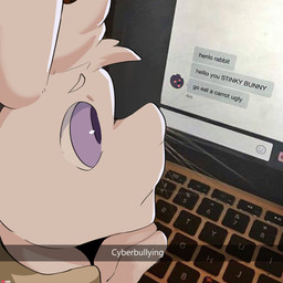 anthro bullying chat computer cyberbullying duo electronics fur humor laptop male text what white_body white_fur lumii i_think_i_like_you leon_ostiarius sky_(i_think_i_like_you) canid canine canis lagomorph leporid mammal rabbit wolf 1:1 absurd_res english_text hi_res meme