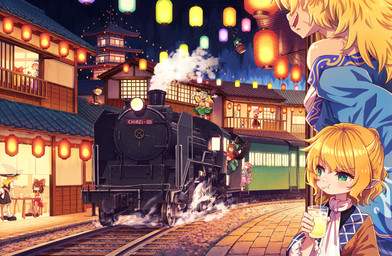 3_eyes :3 :d accessory alcohol armwear asian_clothing beer beer_mug beverage black_bottomwear black_clothing black_dress black_footwear black_hat black_headwear black_shoes black_skirt black_topwear black_vest blonde_hair blue_clothing blue_kimono blue_shirt blue_topwear bottomwear bow_ribbon brown_hair building chair clothing container cup detached_sleeves dress drinking drinking_glass drinking_straw east_asian_clothing female footwear furniture gesture glass glass_container glass_cup green_bottomwear green_clothing green_eyes green_hair green_skirt group hair hair_accessory hair_bow hair_ribbon hand_gesture hat headgear headwear holding_beverage holding_container holding_cup holding_drinking_glass holding_object horn humanoid_pointy_ears in_bucket in_container japanese_clothing kimono lamp lantern large_group locomotive mary_janes mug multi_eye not_furry_focus open_mouth pink_bottomwear pink_clothing pink_hair pink_skirt pointing pointing_at_another pointy_ears purple_bottomwear purple_clothing purple_hair purple_skirt railway_track red_bottomwear red_clothing red_hair red_skirt ribbons scar sharp_teeth shirt shoes sitting skirt smile socks spread_arms standing steam steam_locomotive table teeth topwear train vehicle vest white_clothing white_footwear white_shirt white_socks white_topwear wings witch_costume witch_hat yellow_clothing yellow_shirt yellow_topwear suteruko asian_mythology east_asian_mythology japanese_mythology mythology touhou kanako_yasaka kasen_ibaraki kisume koishi_komeiji marisa_kirisame miyoi_okunoda parsee_mizuhashi reimu_hakurei rin_kaenbyou sanae_kochiya satori_komeiji suika_ibuki suwako_moriya utsuho_reiuji yamame_kurodani yuugi_hoshiguma animal_humanoid avian avian_humanoid cat_humanoid demon felid felid_humanoid feline feline_humanoid horned_humanoid human humanoid mammal mammal_humanoid oni satori winged_humanoid yokai absurd_res hi_res