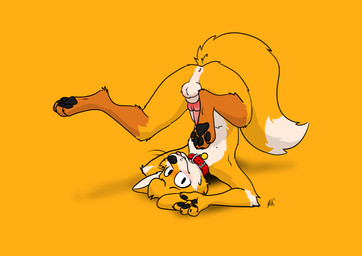 animal_genitalia animal_penis anthro anus balls balls_blush barely_visible_anus barely_visible_genitalia barely_visible_penis blush body_blush butt canine_genitalia canine_penis collar erection fluffy fluffy_balls fluffy_tail foreshortening fur genitals knot looking_at_viewer male markings masturbation nude oral oral_masturbation orange_body orange_fur paws penile penile_masturbation penis presenting raised_paw red_penis sheath simple_background smile solo tail tan_body tan_fur teasing tongue tongue_out upside_down whiskers raposanaranja chris_(raposanaranja) canid canine canis fox mammal absurd_res hi_res