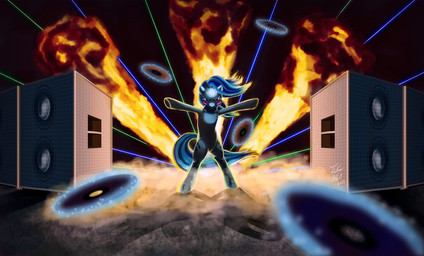 abstract_background blue_hair cutie_mark eyewear female feral fire glasses hair horn laser looking_at_viewer magic multicolored_hair musical_note musical_symbol record red_eyes simple_background smoke solo speaker sunglasses symbol tail two_tone_hair tsitra360 friendship_is_magic hasbro my_little_pony mythology vinyl_scratch_(mlp) equid equine mammal mythological_creature mythological_equine unicorn 2012 hi_res wallpaper