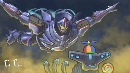 :3 anthro candy clothing dessert diving duo female food hat headgear headwear humor imminent_fight joke lollipop machine male mecha propeller_hat unsuspecting_victim civilcrackhead pacific_rim gipsy_danger slattern_(pacific_rim) humanoid kaiju 16:9 full-length_portrait portrait signature widescreen