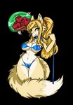 anthro bikini blonde_hair blush bound camel_toe clothed clothing collar female floating_heart fluffy fluffy_tail fur hair heart_symbol leash navel nipples ponytail skimpy smile swimwear tail two-piece_swimsuit yellow_body yellow_fur kitsuahri metroid nintendo fox_samus_aran samus_aran canid canine fox mammal alpha_channel hi_res