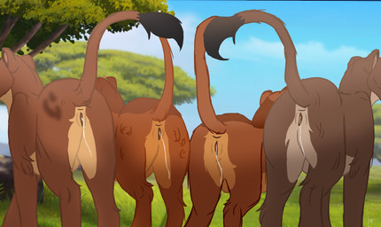 animal_genitalia animal_vulva brown_body brown_fur butt feline_genitalia feline_vulva female female_feral feral fur genitals group king raised_tail royalty side_by_side tail take_your_pick vulva king_hg_21 disney the_lion_guard the_lion_king ananda_(the_lion_guard) janna_(the_lion_guard) nirmala_(the_lion_guard) rani_(the_lion_guard) felid feline lion mammal pantherine hi_res