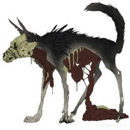 ambiguous_gender bone entrails feathers feral fur gore grey_body grey_fur guts intestines organs ribs rotting simple_background skull skull_head solo white_background puppy_meats canid canine canis domestic_dog mammal monster 1:1