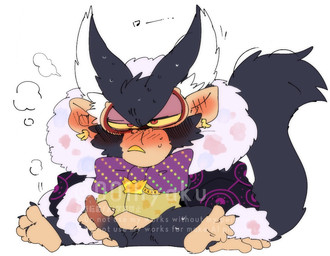 black_body black_fur bow_tie ear_piercing embarrassed fur genitals gold_(metal) gold_tooth male masturbation narrowed_eyes penis piercing simple_background solo hyaku_(artist) donkey_kong_(series) donkey_kong_bananza nintendo void_kong haplorhine mammal monkey primate