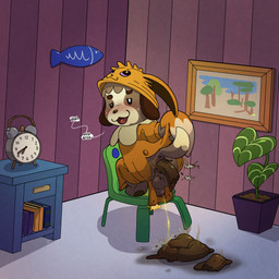 anthro anus balls blush bodily_fluids book butt chair clock clothing dialogue fart fart_fetish feces feces_pile feet foreskin froggy_chair furniture genital_fluids genitals houseplant inside landscape_painting looking_at_viewer looking_back male male_pooping on_chair onesie onesie_open open_onesie peeing_on_feces penis plant pooping pooping_on_floor scatplay smile solo teeth text urine urine_on_feces urine_stream watersports argon_vile animal_crossing nintendo pokemon digby_(animal_crossing) eevee generation_1_pokemon pokemon_(species) 1:1 english_text hi_res