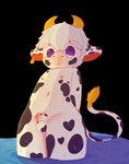 anthro balls bathing bovine_tail casual_nudity crotch_blush ear_piercing ear_tag eyewear foreskin genitals glasses horn male navel nude penis piercing short simple_background solo transparent_background water wet young littlecowgomoo bovid bovine cattle mammal absurd_res alpha_channel hi_res