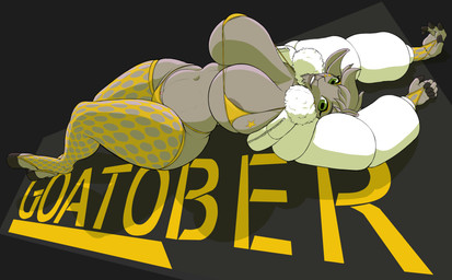 anthro areola areola_slip armwear beard big_breasts bikini breasts clit_slip clitoris clothed clothing eyelashes eyeshadow facial_hair female fingers fishnet_armwear fishnet_clothing fishnet_legwear fur genitals goatee green_eyes hair hooved_fingers hooved_plantigrade hooved_toes hooves horizontal_pupils huge_breasts jacket legwear looking_at_viewer lounging makeup navel plantigrade puffer_jacket pupils simple_background smile smiling_at_viewer solo sticker stickers_on_face stickers_on_object swimwear tan_body tan_fur tan_hair text thick_thighs topwear two-piece_swimsuit white_clothing white_jacket white_topwear wide_hips yellow_bikini yellow_bikini_bottom yellow_bikini_top yellow_clothing yellow_eyeshadow yellow_swimwear yellow_topwear thehuskylord auri_(thehuskylord) bovid caprine goat mammal absurd_res digital_media_(artwork) english_text hi_res