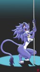 anthro big_breasts breasts dancing ear_piercing female jewelry looking_at_viewer nipples nude piercing pole pole_dancing solo stage stage_lights harkrun trials_of_mana belladonna_(trials_of_mana) felid feline mammal 9:16 hi_res