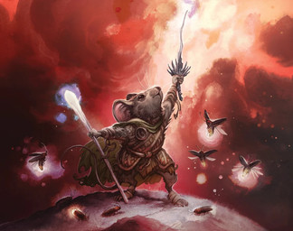 ambiguous_gender anthro biped cape clothing feral flying fur grey_body grey_fur group holding_melee_weapon holding_object holding_staff holding_sword holding_weapon looking_up male melee_weapon staff standing sword weapon whiskers cory_godbey hasbro magic:_the_gathering wizards_of_the_coast arthropod beetle elateroid firefly insect mammal mouse murid murine rodent official_art