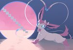 abstract_background ambiguous_gender blue_eyes bow_(feature) bow_accessory bow_tie detailed_background door ear_bow feral fur heart_symbol inside leg_markings looking_at_viewer markings monotone_tail multicolored_body multicolored_fur one_ear_up pink_body pink_ears pink_fur pink_tail pupils purple_inner_ear quadruped ribbon_heart ribbons side_view smile socks_(marking) solo tail two_tone_body two_tone_fur white_body white_fur white_pupils nagasaki_wonderful_polyester nintendo pokemon eeveelution generation_6_pokemon mammal pokemon_(species) sylveon 2024 colored digital_media_(artwork) digital_painting_(artwork) full-length_portrait portrait shaded signature