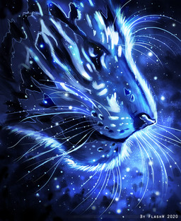 ambiguous_gender black_nose blue_background feral fur simple_background solo striped_body striped_fur stripes whiskers flashw felid leopard mammal pantherine 2020 blue_theme digital_media_(artwork) headshot_portrait portrait