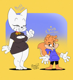 anthro bell breasts brown_body brown_fur clothing collar dreadlocks duo eyebrows eyelashes female fur gloves handwear male male/female tail teeth thick_thighs whiskers white_body white_fur chipxdip sega sonic_the_hedgehog_(series) chip fan_character chipmunk felid feline ground_squirrel mammal rodent sciurid hi_res