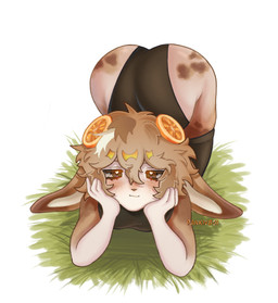 accessory anthro black_bodysuit black_clothing black_skinsuit blush bodysuit butt chin_in_hands clothing freckles fur grass hair legwear looking_at_viewer lying male multicolored_body multicolored_fur on_front outside plant raised_hips short_hair simple_background skinsuit solo stockings tight_clothing white_background pankivboi lagomorph leporid mammal rabbit hi_res