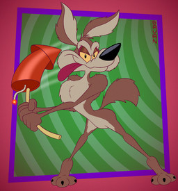 3_toes 4_fingers abstract_background anthro arched_back arm_tuft athletic athletic_anthro athletic_male back_tuft belly biped black_eyes black_nose black_toe_claws brown_body brown_fur butt chest_tuft curvy_figure elbow_tuft eyebrows feet fingers fluffy fluffy_chest fluffy_tail fur fuse glance grin grinning_at_viewer half-closed_eyes head_tuft holding_object holding_rocket holding_stick humanoid_hands humanoid_heel lit_fuse looking_aside looking_aside_at_viewer looking_at_viewer male mischievous mischievous_smile multicolored_body multicolored_fur narrowed_eyes nude pattern_background paws pecs plantigrade pose puffed_out_chest raised_heel raised_tail rocket shoulder_tuft simple_background sizzling skinny skinny_anthro skinny_male slim slim_anthro slim_male small_waist smile smiling_at_viewer smirk smirking_at_viewer smug smug_eyes smug_face smug_grin solo standing standing_on_toes stick striped_background tail tan_belly tan_body tan_eyebrows tan_fur tiptoes toes tongue tongue_out toony tuft two_tone_body two_tone_fur wasp_waist wide_hipped_anthro wide_hipped_male wide_hips yellow_sclera gavanzude looney_tunes warner_brothers wile_e._coyote canid canine canis coyote mammal 2026 alternate_version_at_paywall colored digital_drawing_(artwork) digital_media_(artwork) flat_colors hi_res pinup signature