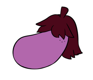 alternate_species eggplant food fruit hair not_furry pink_body pink_skin plant shitpost simple_background solo what white_background unknown_artist deltarune undertale_(series) susie_(deltarune) food_creature 2018 hi_res meme portrait restricted_palette