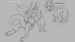 16:9 2019 anthro breasts chimera clothing dialogue digital_drawing_(artwork) digital_media_(artwork) draconequus duo english_text eris_(tf-sential) exclamation_point feathers female grey_background hair hasbro hooves horn lying membrane_(anatomy) membranous_wings monochrome my_little_pony open_mouth shirt simple_background sketch smile surprise tail text topwear transformation watsup widescreen wings