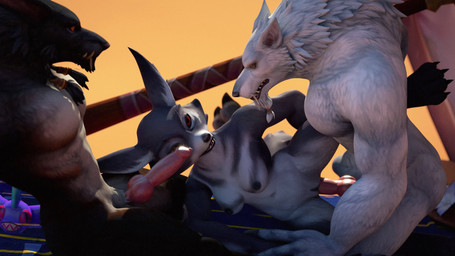 animal_genitalia animal_penis anthro anthro_penetrated breasts canine_genitalia canine_penis female female_anthro female_penetrated fur genitals grey_body grey_fur grey_nipples grey_vulva group group_sex interspecies knotting lying male male/female male_penetrating male_penetrating_female nipples on_side penetration penile penile_penetration penis sex size_difference small_breasts smaller_female teeth threesome trio vulva white_body white_fur jabascript69 blizzard_entertainment warcraft canid mammal vulpera werecanid werecreature worgen 16:9 3d_(artwork) 3d_animation animated digital_media_(artwork) hi_res huge_filesize no_sound short_playtime video widescreen