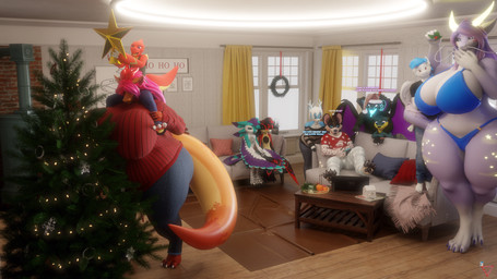 accidental_holly breasts christmas_tree dialogue female holidays holly_(plant) plant text tree latiospegasus christmas nintendo nintendo_switch_2 pokemon cherry_(bds) dorian_(bds_charmeleon) felix_(latiospegasus) kazumi_tatsuo latios_pegasus_(oc) mikey_the_hyena prince_the_cobragon avali charizard charmeleon generation_1_pokemon hyena mammal mustelid otter pokemon_(species) spotted_hyena 16:9 absurd_res english_text hi_res widescreen