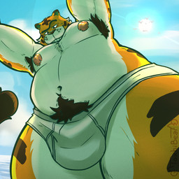 anthro briefs clothing grin low-angle_view male orange_body pubes smile solo tighty_whities underwear white_briefs white_clothing white_underwear toichibear animal_crossing nintendo rowan_(animal_crossing) felid mammal pantherine tiger absurd_res hi_res